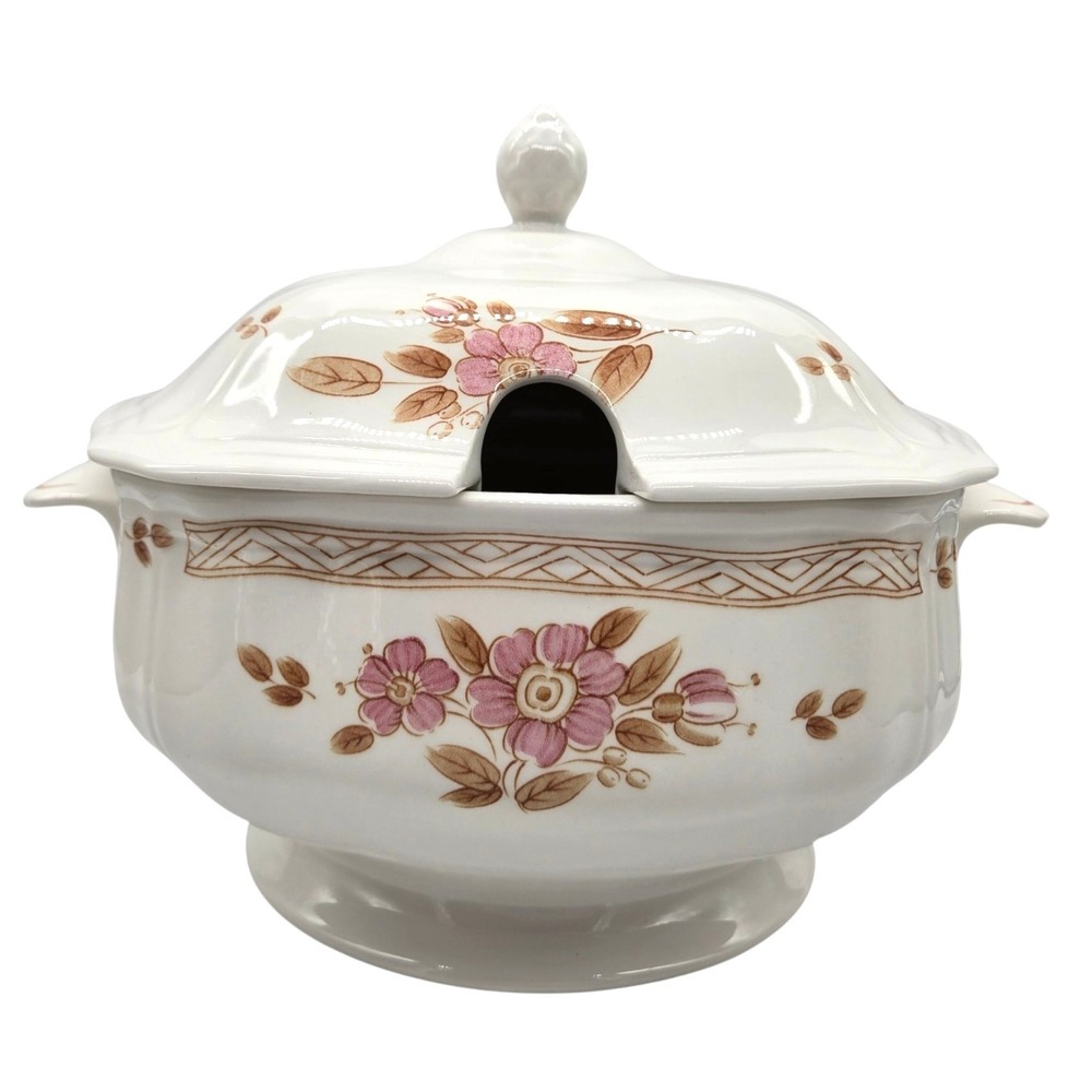 Vintage Sears Ironstone Wicker Rose Tureen With Lid 4243 Japan Floral